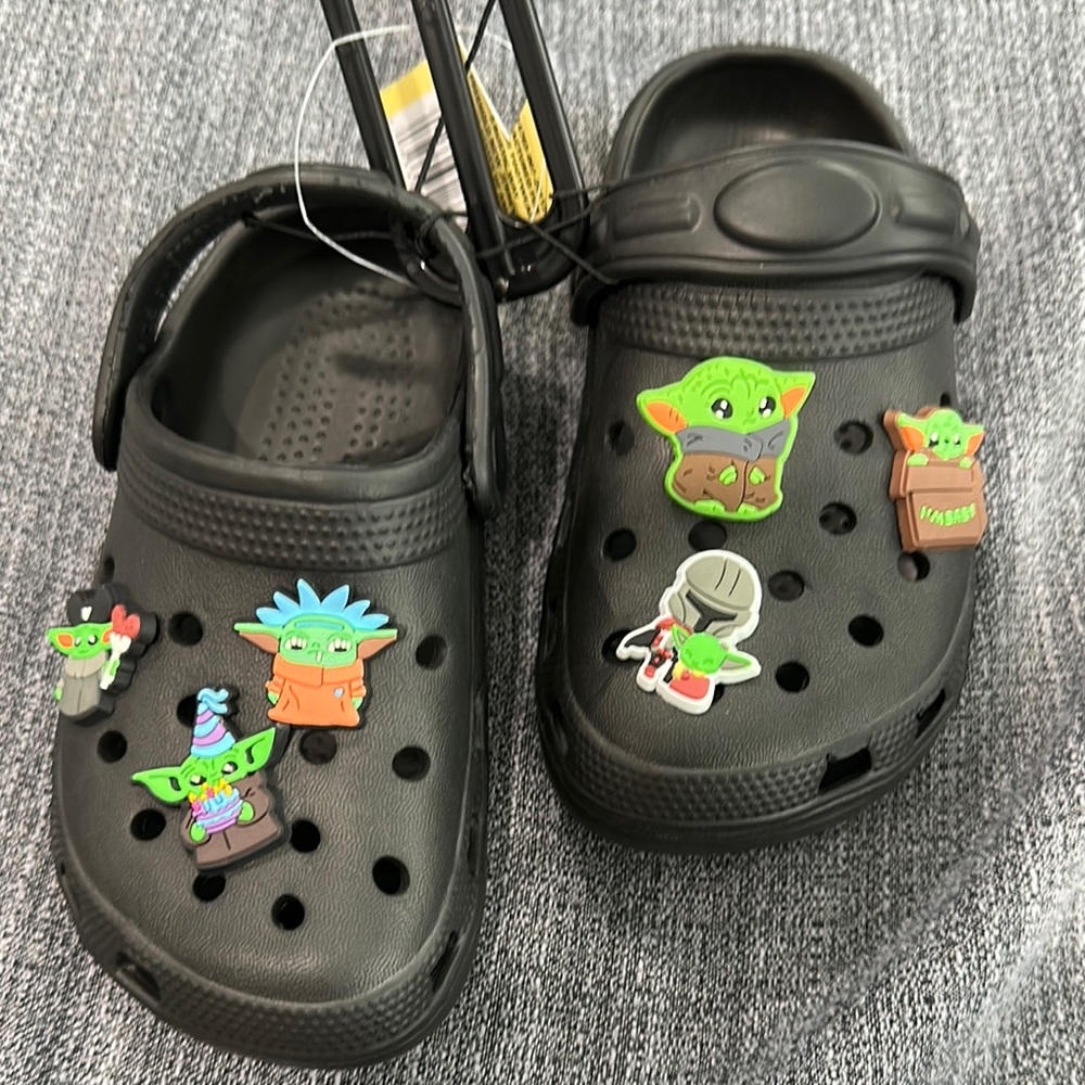 Kids Black Clogs with Fun Characters